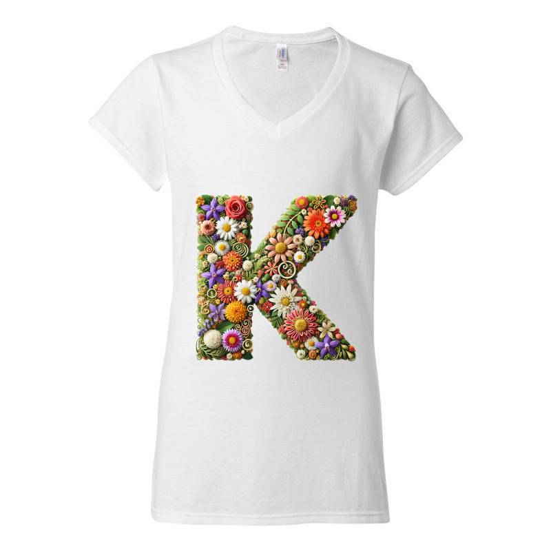Letter K V-Neck T-Shirt