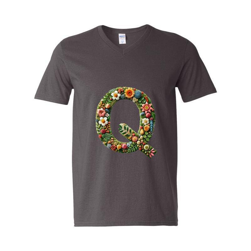 Letter Q V-Neck T-Shirt