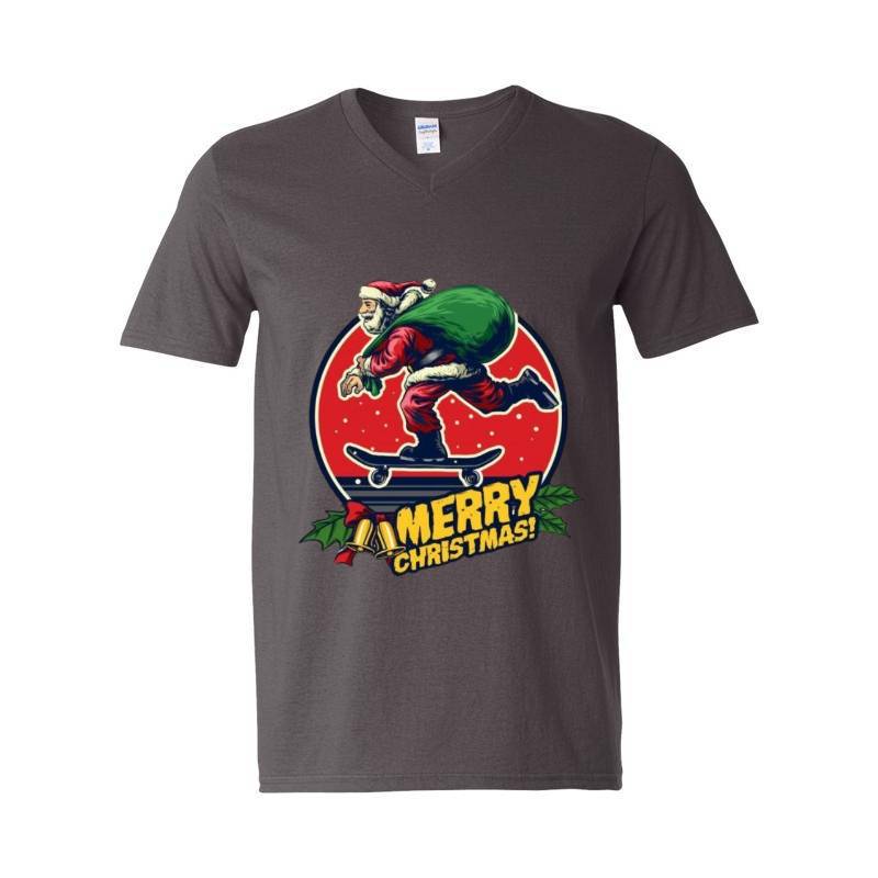 Skate Santa Claus V-Neck T-Shirt