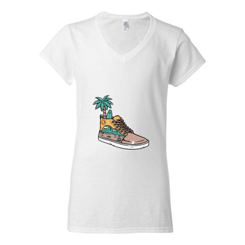 Palm and surf V-Neck T-Shirt