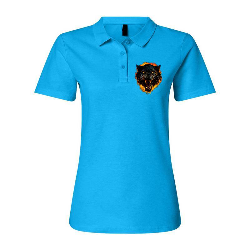 Night Wolf Ladies Fitted Polo T-Shirt