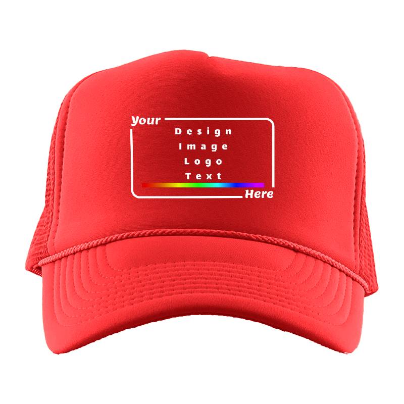 Your Design Here Caps Red Trucker Hat