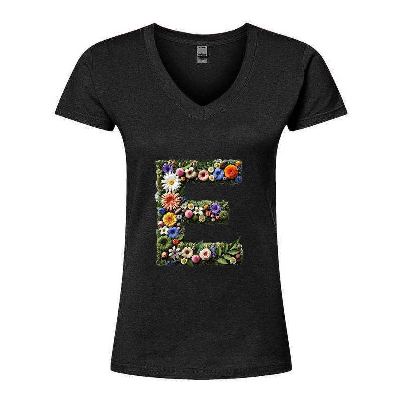 Letter E V-Neck T-Shirt