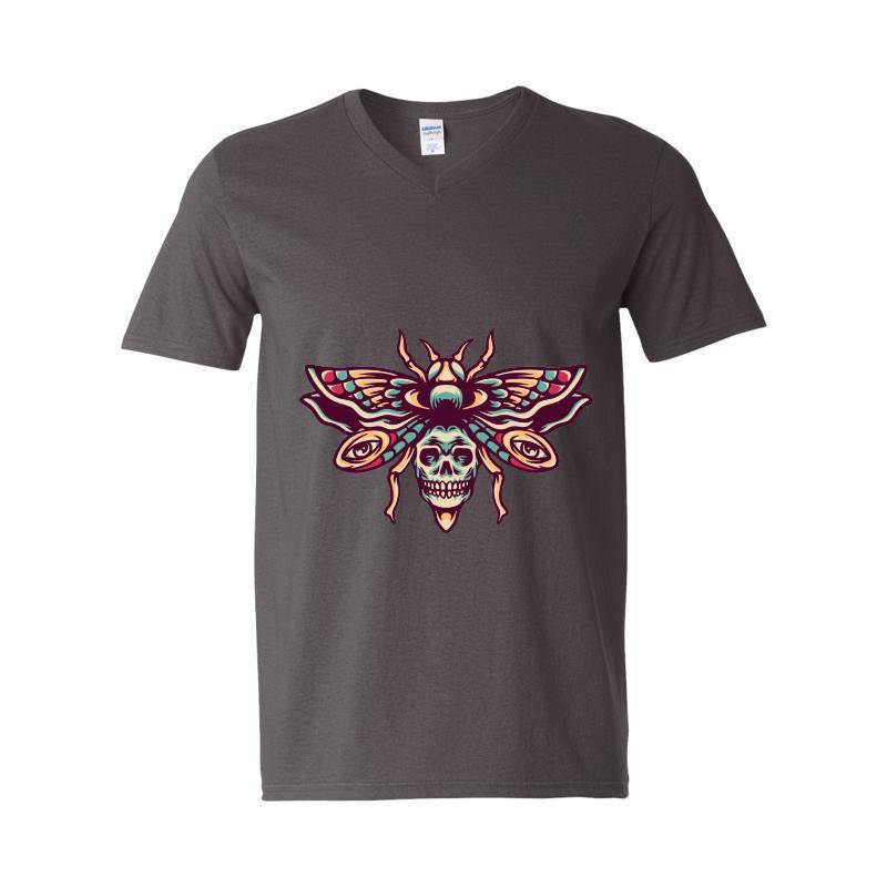 Butterfly Skull V-Neck T-Shirt