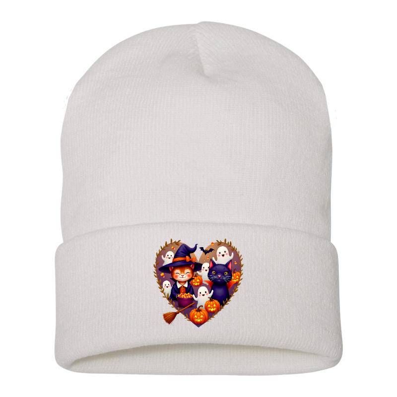 Funny Cat Halloween Doodles Heart Costume Tank Top Beanie