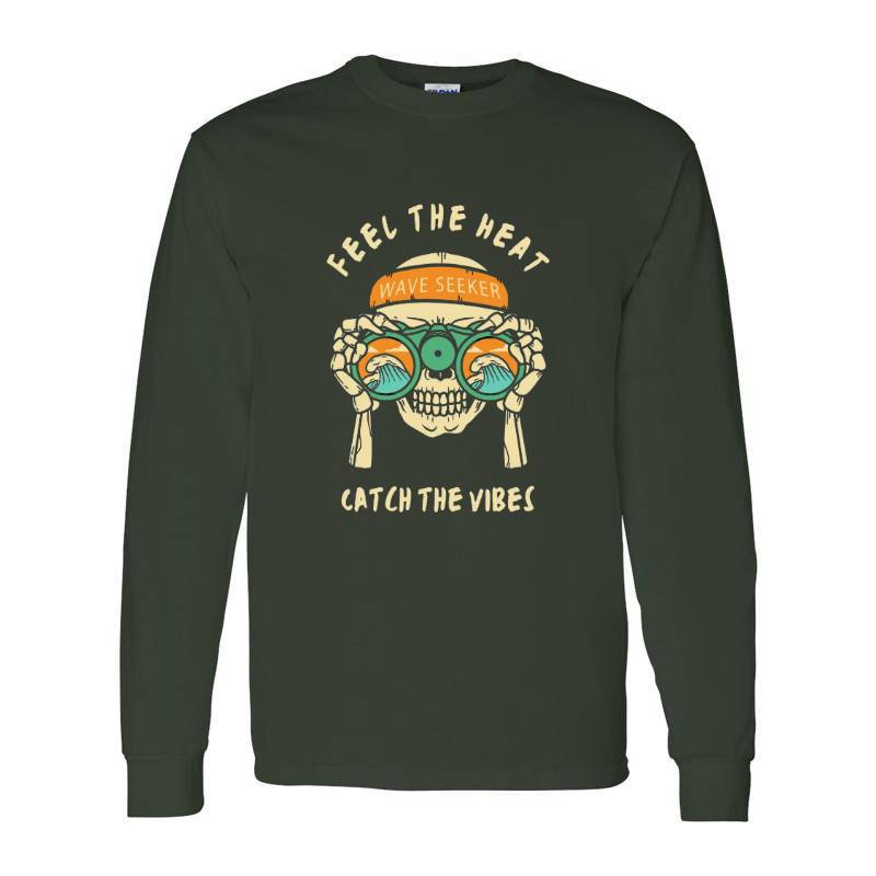 Catch The Vibes Skull Long Sleeve Shirt