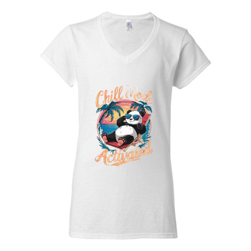 Chill Mode Panda V-Neck T-Shirt