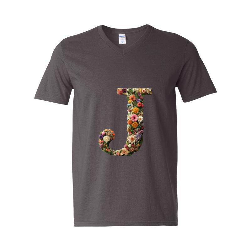 Letter J V-Neck T-Shirt