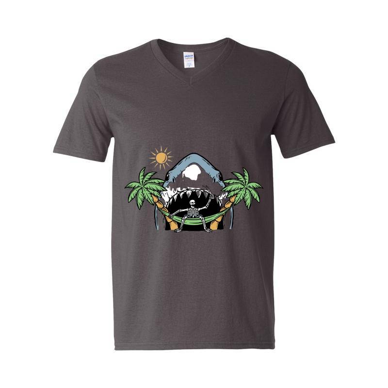Shark and Skull V-Neck T-Shirt