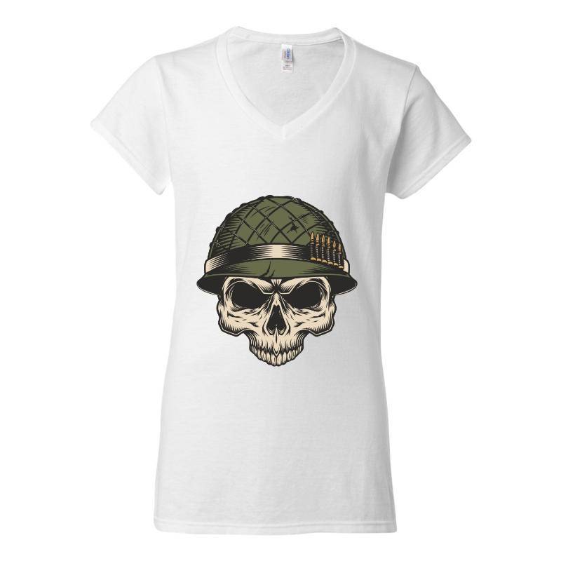 Soldier Skull V-Neck T-Shirt