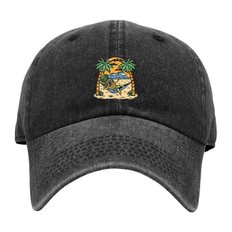 Pineapple on the beach Baseball Cap