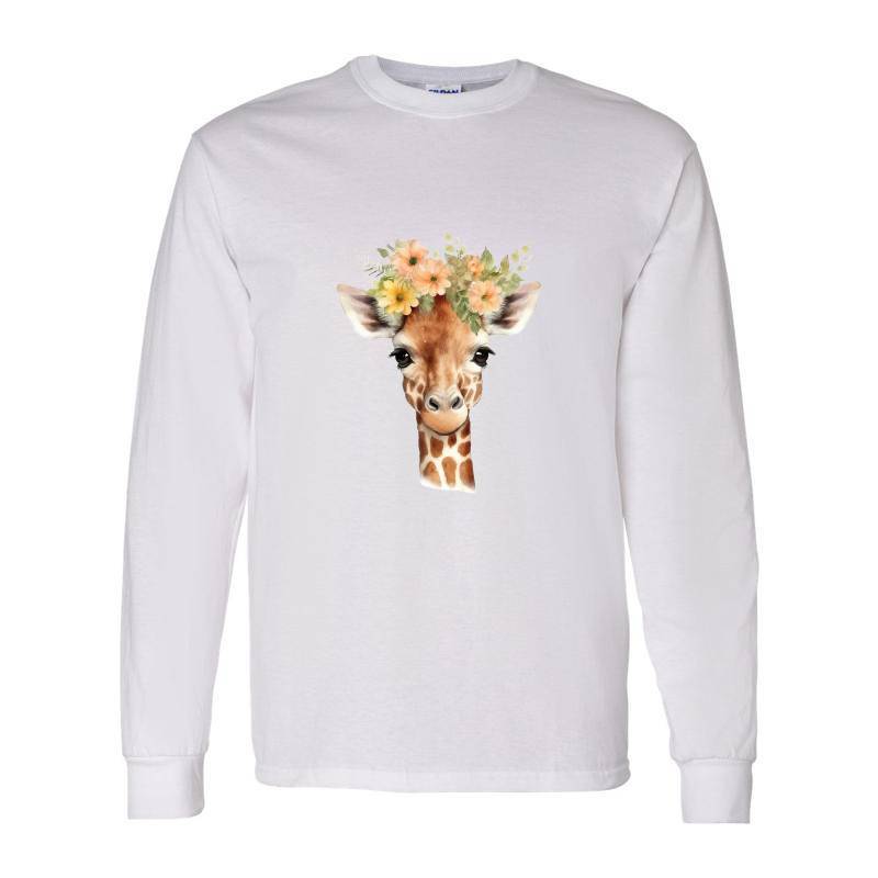 Giraffe with flower Long Sleeve Shirt