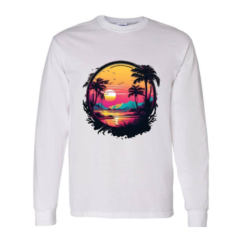 Sunset On The Tropical Island Long Sleeve Shirt