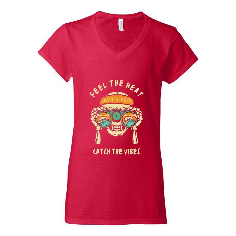 Catch The Vibes Skull V-Neck T-Shirt