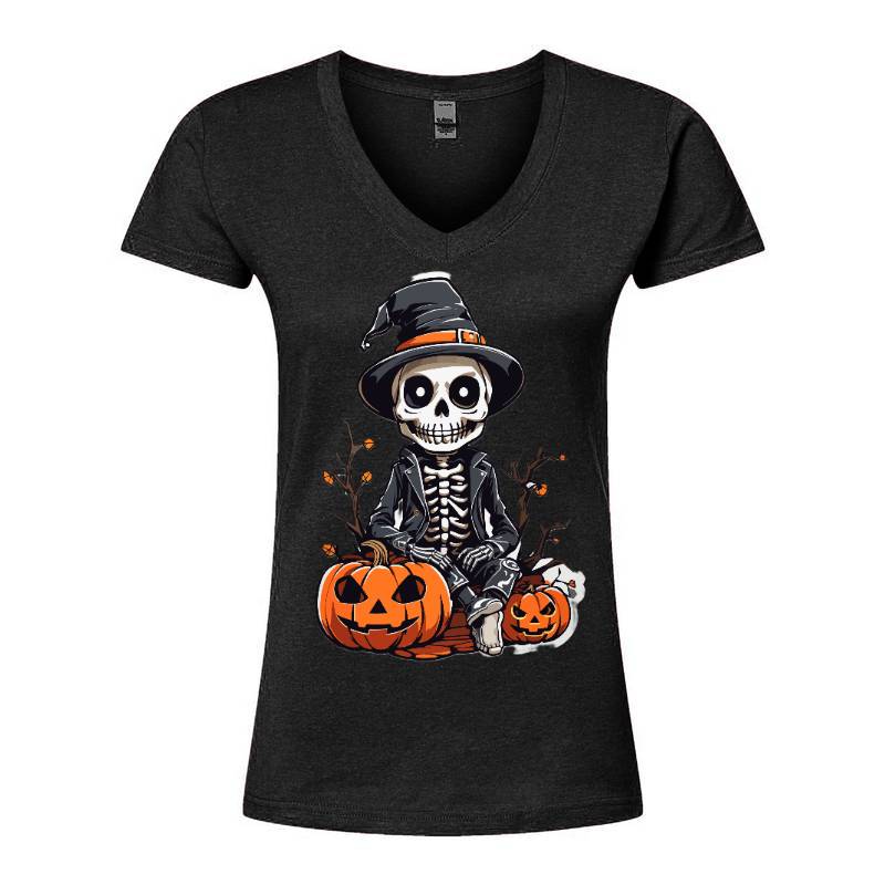 Skeleton Halloween V-Neck T-Shirt