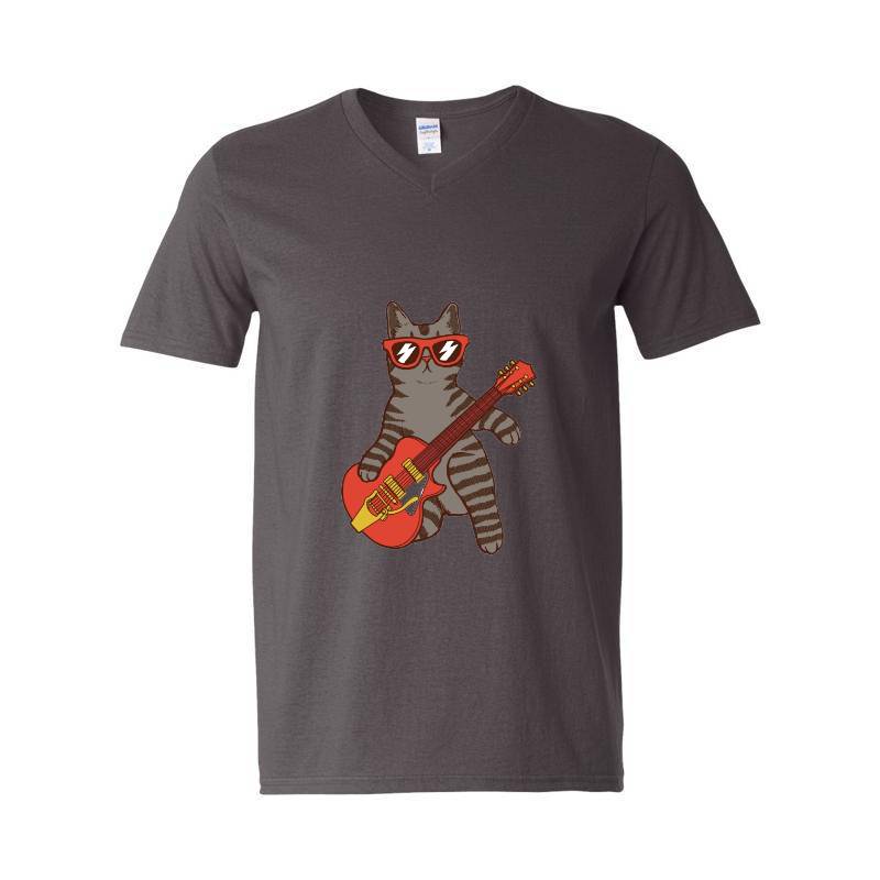 Cat Guitar V-Neck T-Shirt