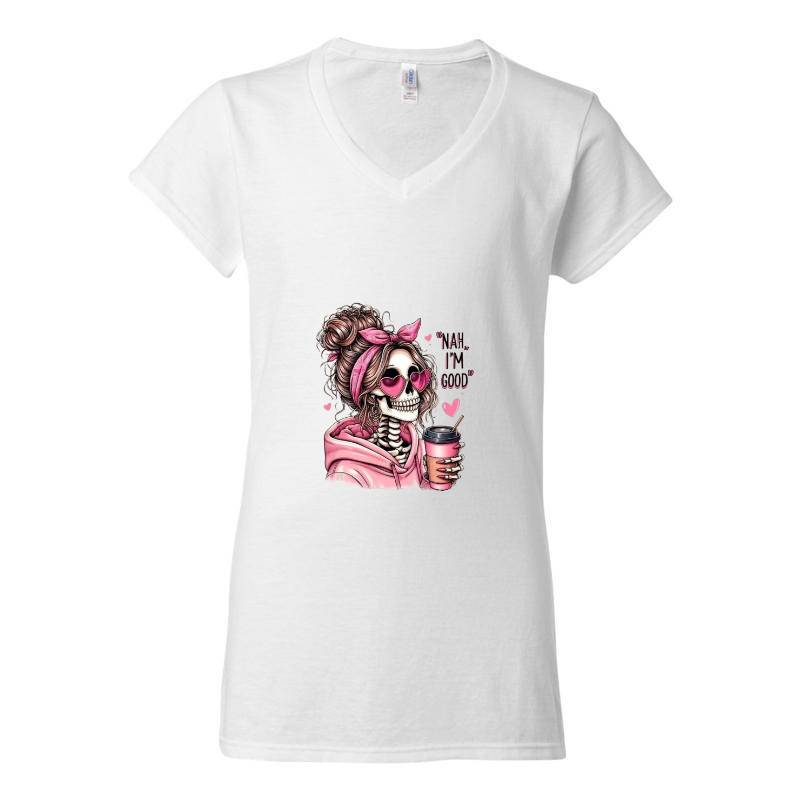 I am good Skull V-Neck T-Shirt