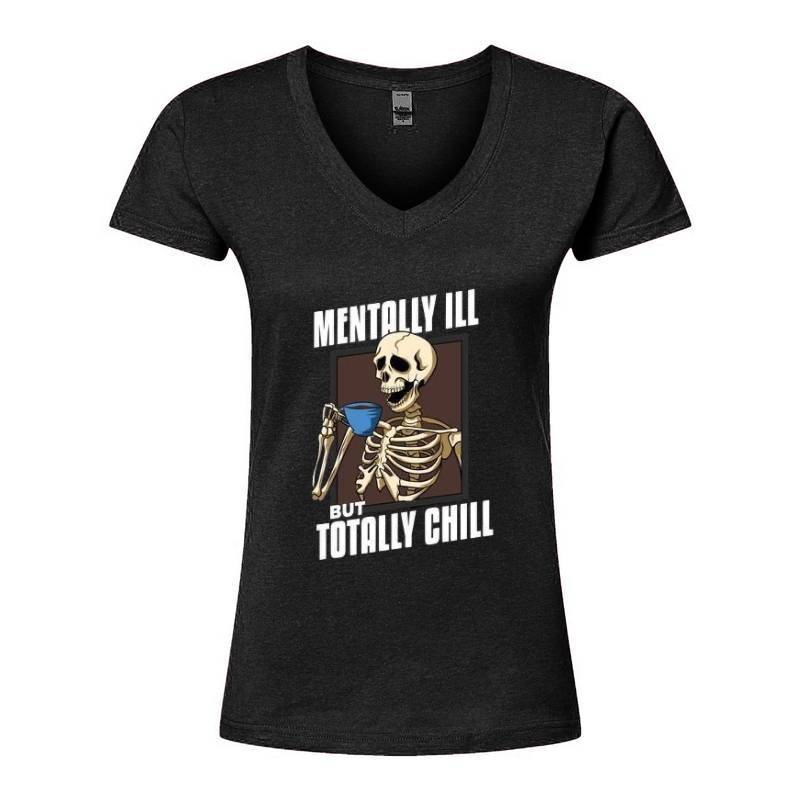 Mentally ill Skull V-Neck T-Shirt