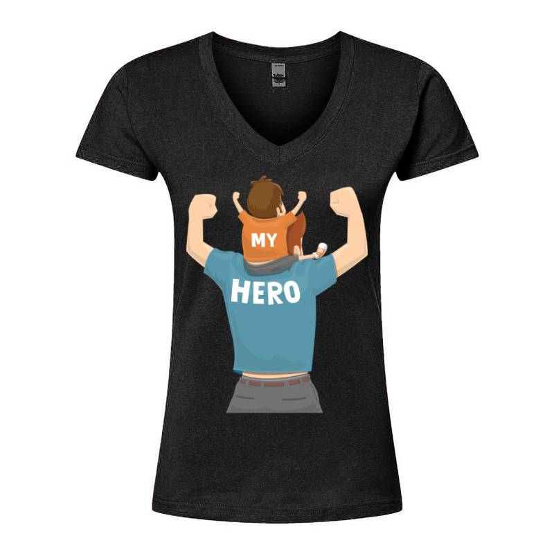 My Hero Father V-Neck T-Shirt