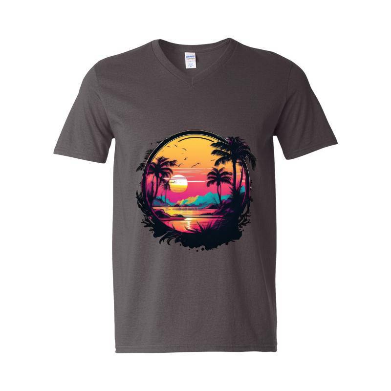 Sunset On The Tropical Island V-Neck T-Shirt