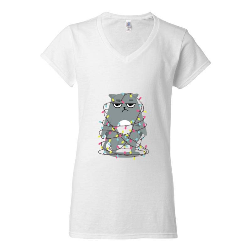 Cristmas cat V-Neck T-Shirt