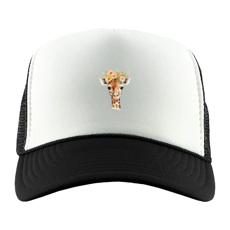 Giraffe with flower Trucker Hat