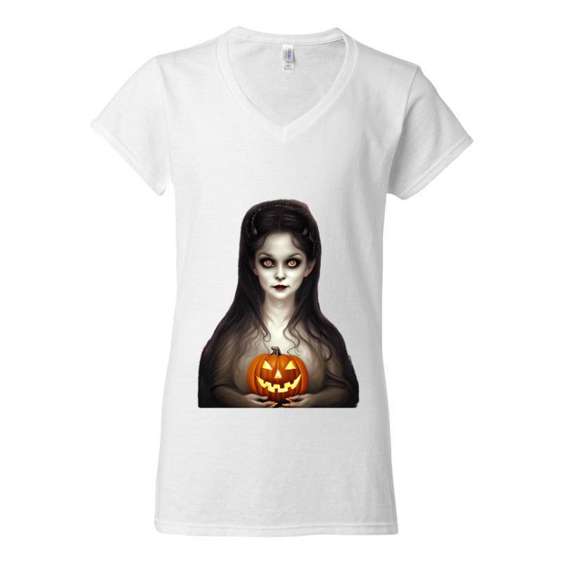 Halloween A Cute Vampire Head Face V-Neck T-Shirt