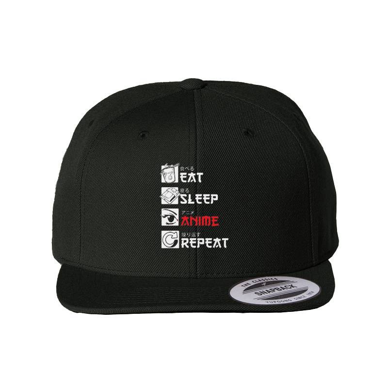 Eat Sleep Anime Repeat Snapback Cap