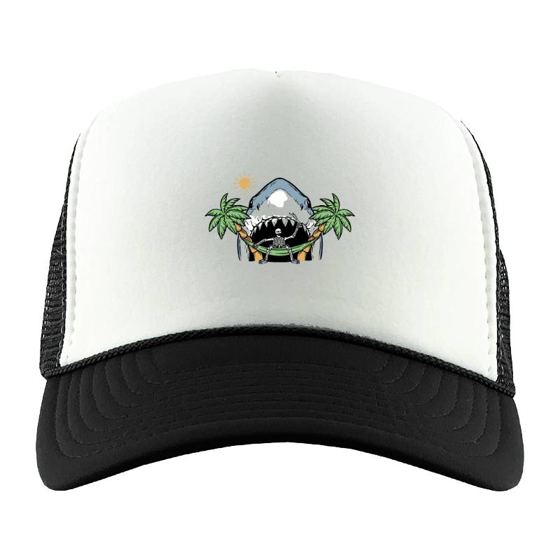Shark and Skull Trucker Hat