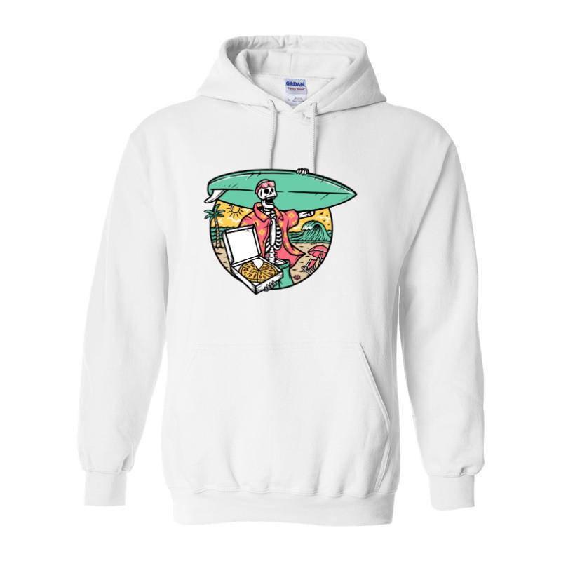 Surfer Skull and Pizza Hoodie