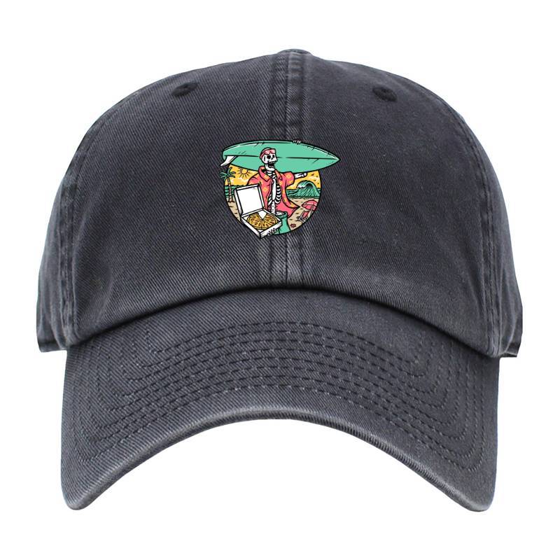 Surfer Skull and Pizza Baseball Cap