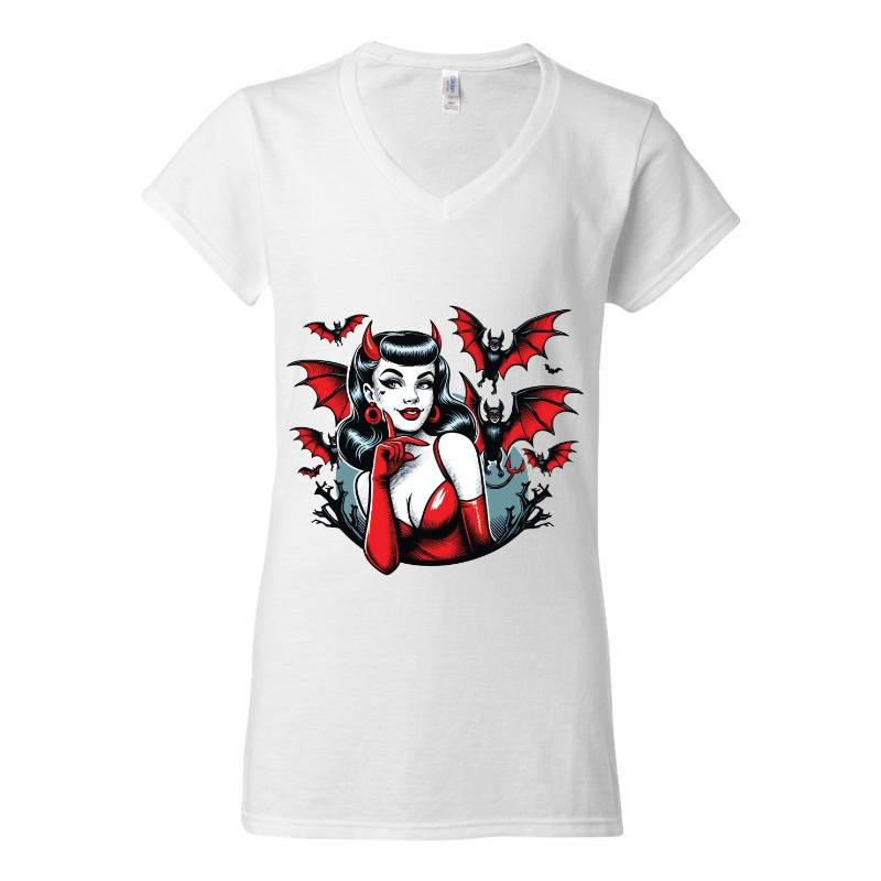 Devil Bats Ladies Fitted V-Neck T-Shirt