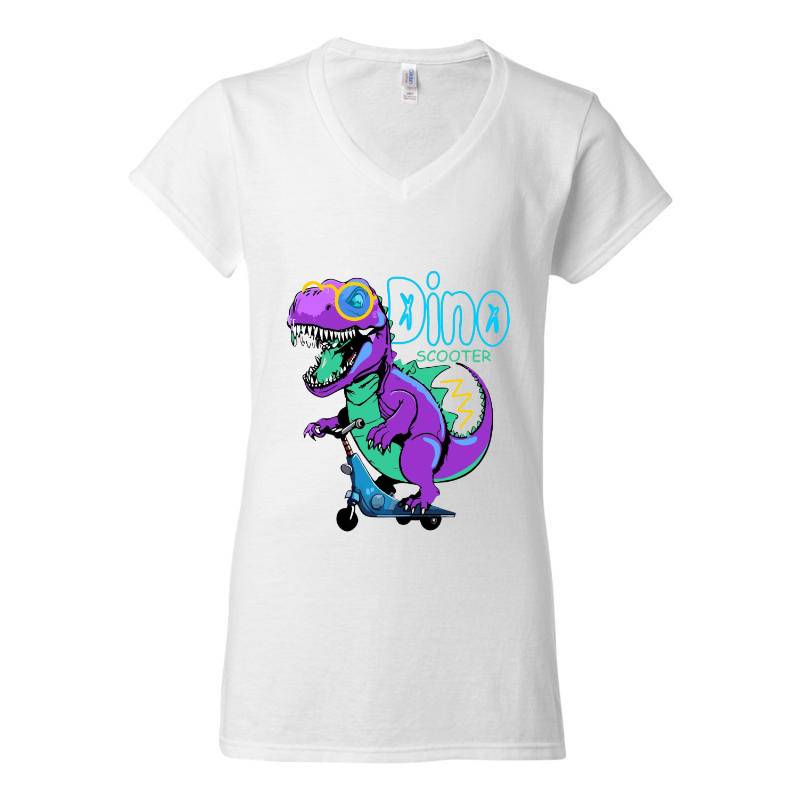Dino Scooter V-Neck T-Shirt