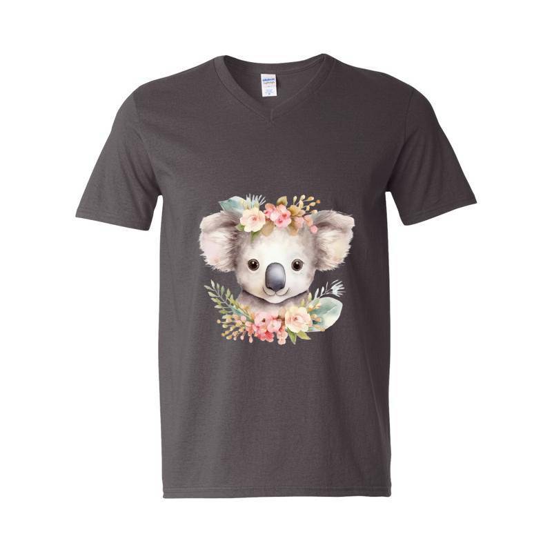 Koala with flower V-Neck T-Shirt