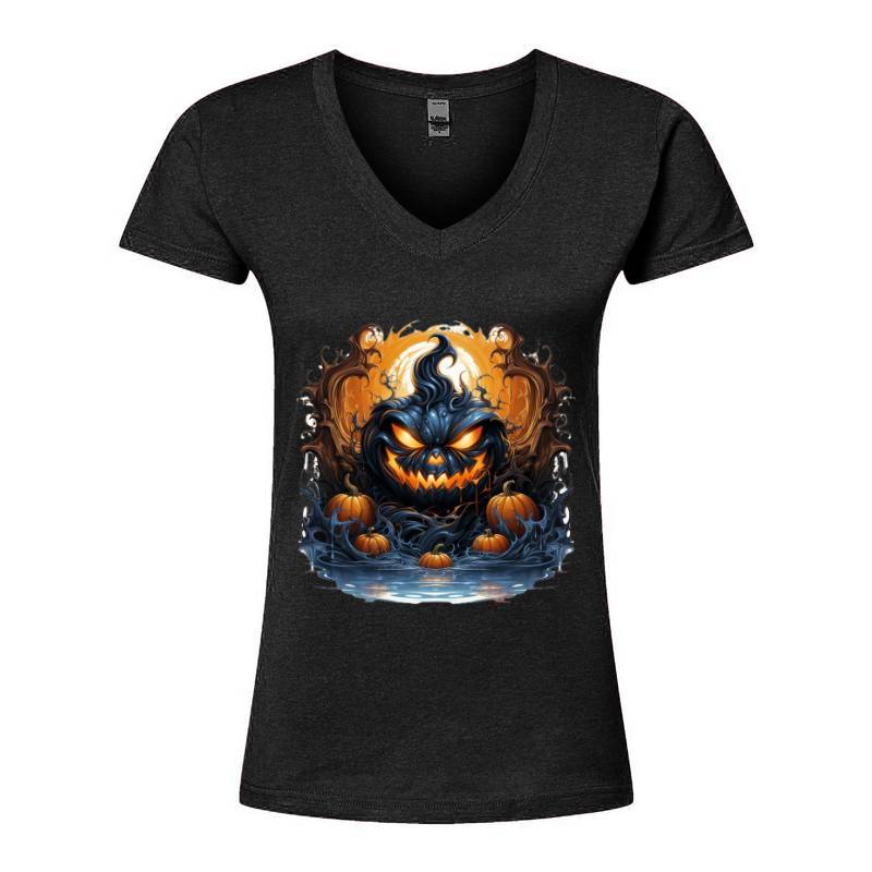Scary Pumpkin V-Neck T-Shirt