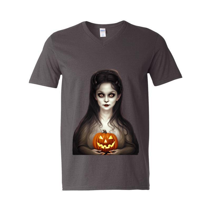 Halloween A Cute Vampire Head Face V-Neck T-Shirt