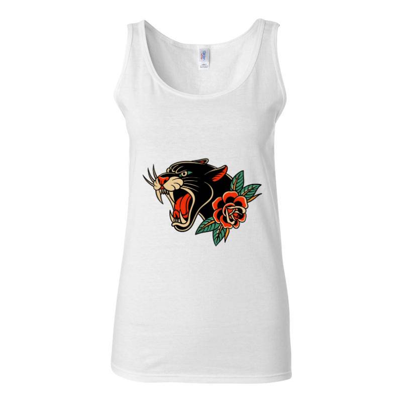 Rose and Tiger Tank Top T-Shirt