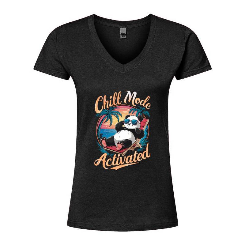 Chill Mode Panda V-Neck T-Shirt