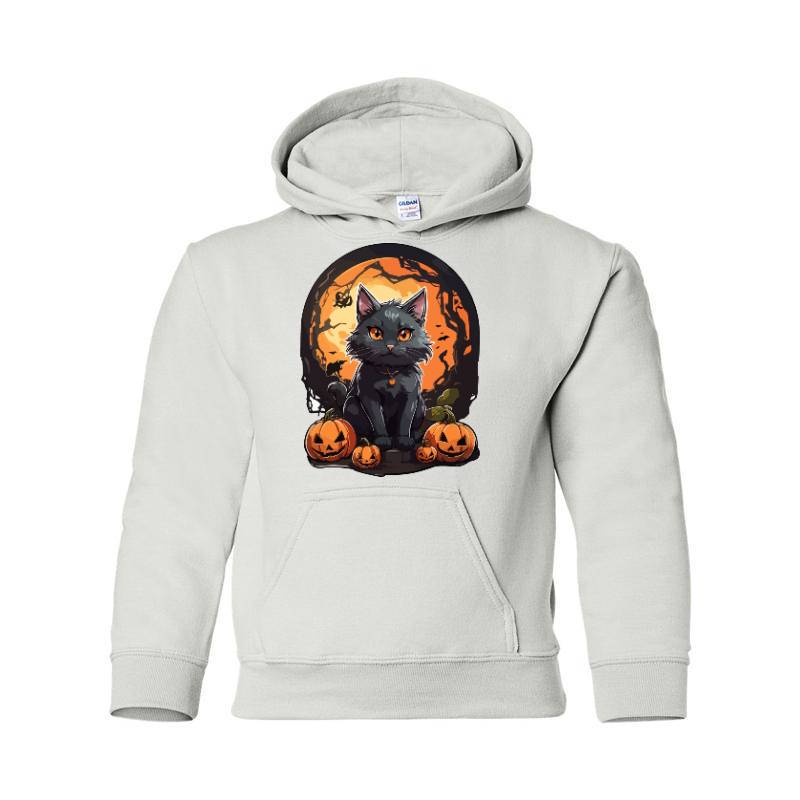 Black Cat With Halloween Ornament Hooded Sweatshirt