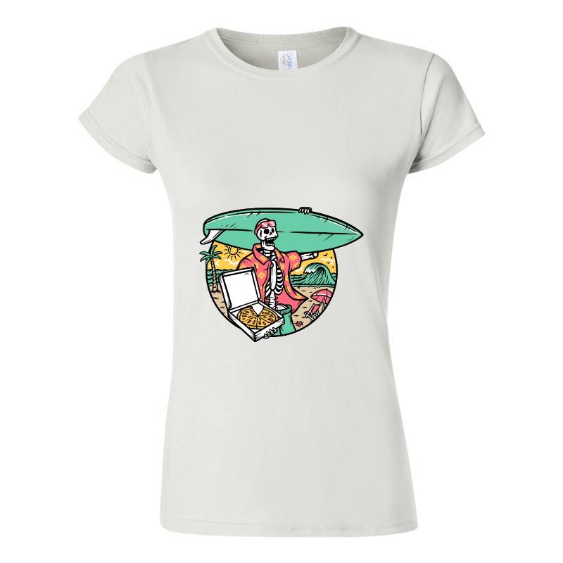 Surfer Skull and Pizza T-Shirt