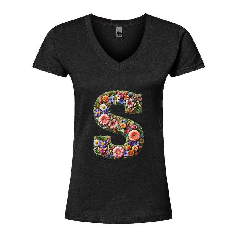 Letter S V-Neck T-Shirt