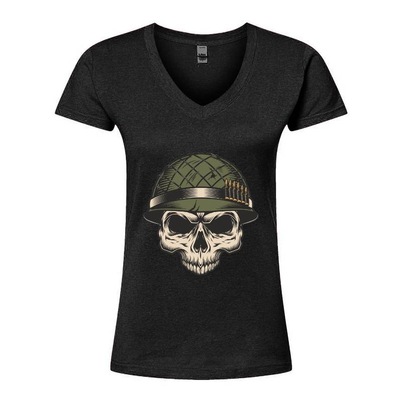 Soldier Skull V-Neck T-Shirt