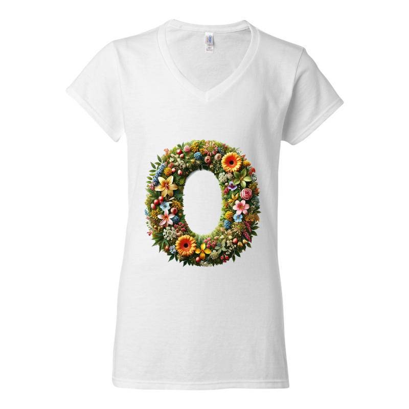 Letter O V-Neck T-Shirt