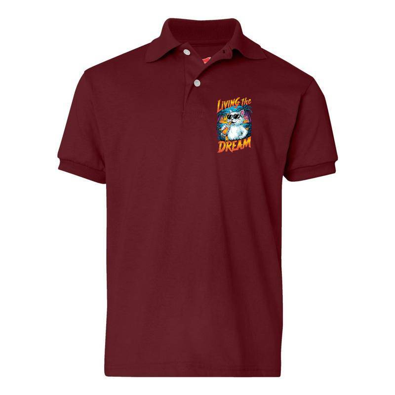 Living The Dream Cat Polo T-Shirt