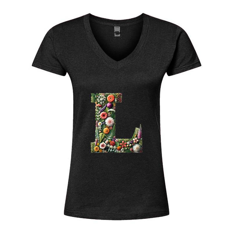 Letter L V-Neck T-Shirt