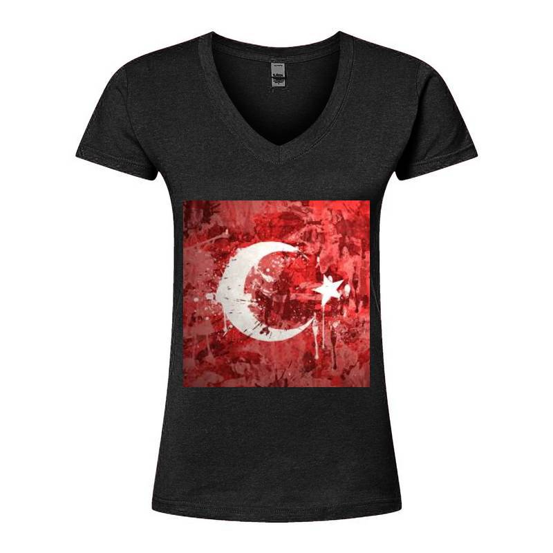 Turkiye Flag V-Neck T-Shirt