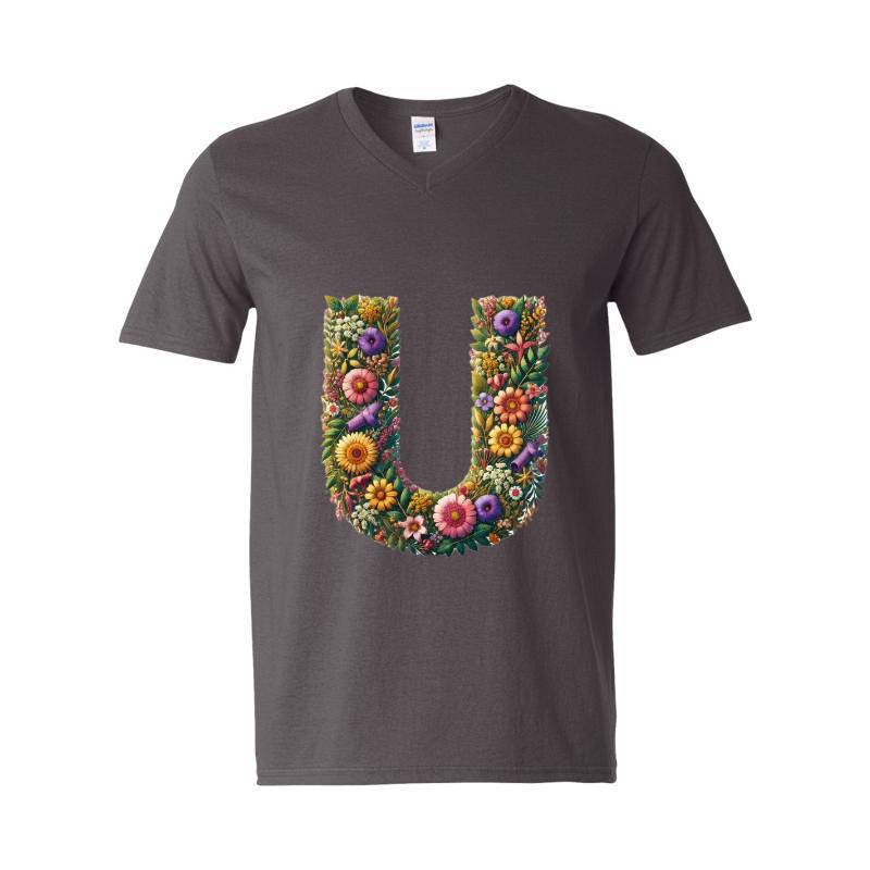 Letter U V-Neck T-Shirt