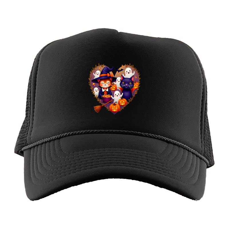 Funny Cat Halloween Doodles Heart Costume Tank Top Trucker Hat