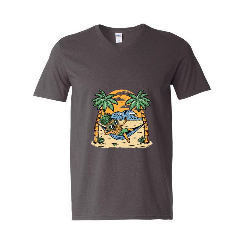 Pineapple on the beach V-Neck T-Shirt