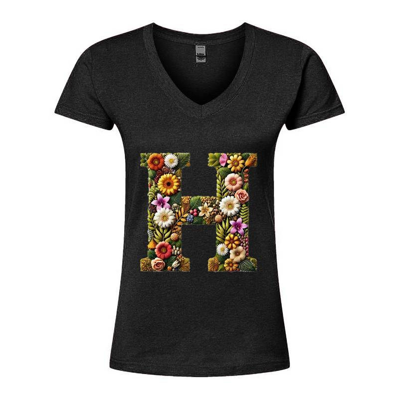 Letter H V-Neck T-Shirt